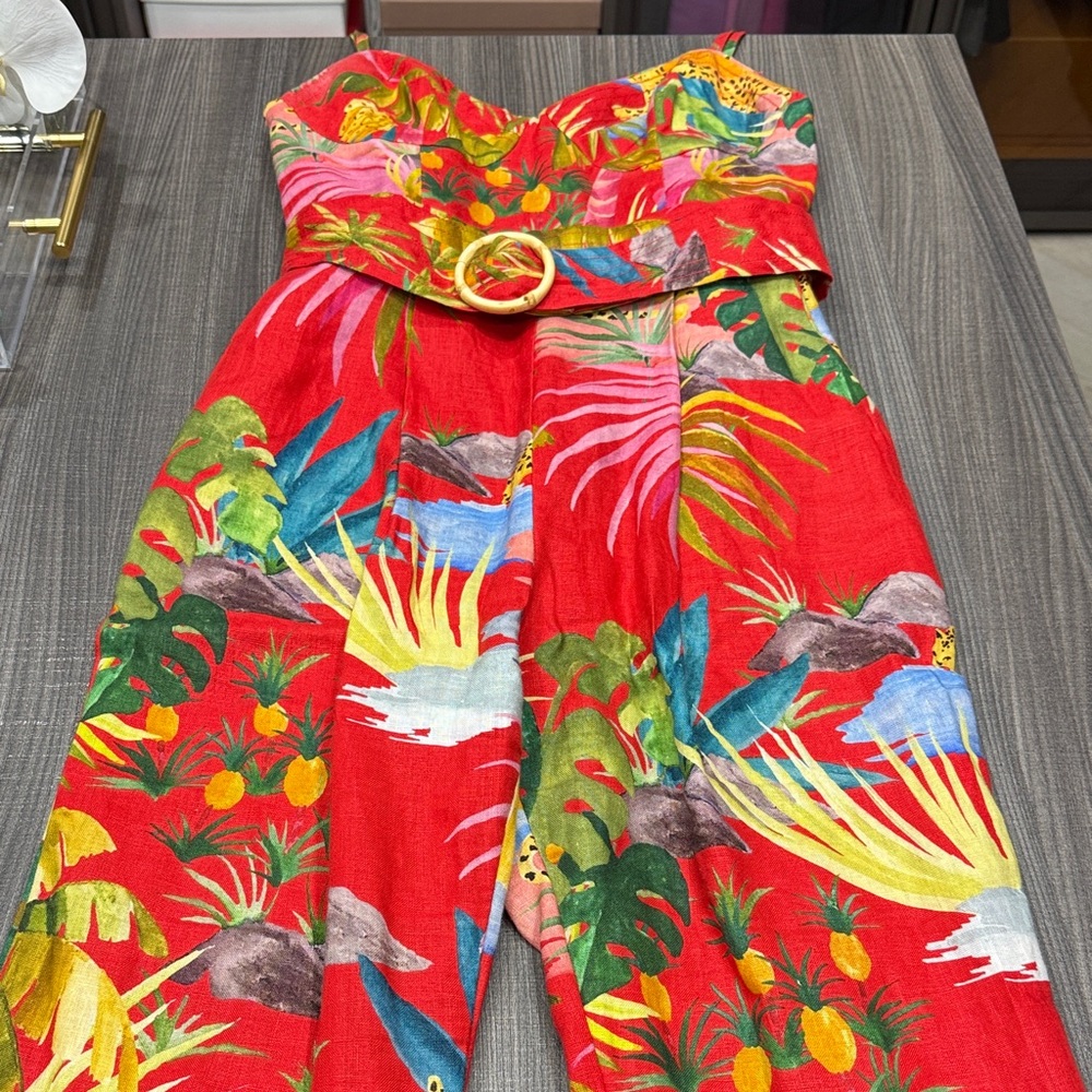 FARM Rio Red Tropical Print Jumpsuit